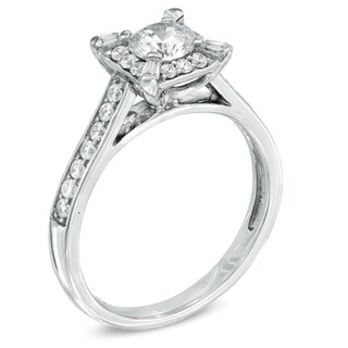 Celebration Canadian Ideal 0.82 CT. T.W. Certified Diamond Frame Engagement Ring in 14K White Gold (I/I1)|Peoples Jewellers