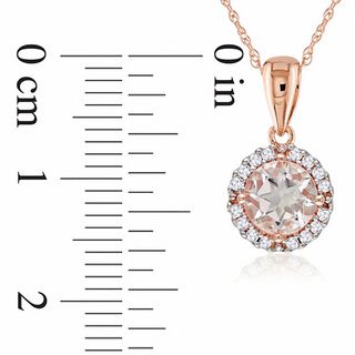 6.0mm Morganite and Diamond Accent Frame Pendant in 10K Rose Gold - 17"|Peoples Jewellers