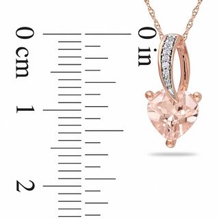 7.0mm Heart-Shaped Morganite and Diamond Accent Pendant in 10K Rose Gold - 17"|Peoples Jewellers