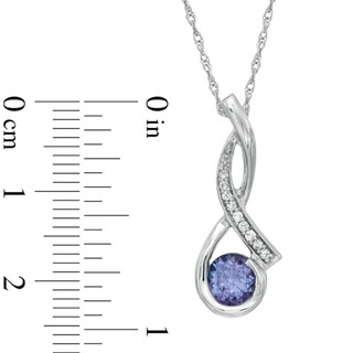 5.0mm Tanzanite and Diamond Accent Flowing Pendant in 10K White Gold|Peoples Jewellers