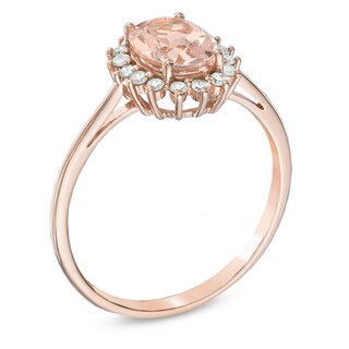 Oval Morganite and 0.16 CT. T.W. Diamond Ring in 10K Rose Gold|Peoples Jewellers