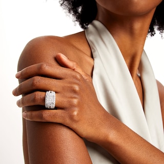 4.00 CT. T.W. Quad Princess-Cut Diamond Frame Bridal Set in 14K White Gold|Peoples Jewellers