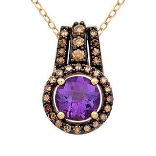 7.0mm Amethyst and 0.35 CT. T.W. Enhanced Champagne Diamond Pendant in 10K Gold|Peoples Jewellers