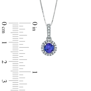 5.5mm Tanzanite and Diamond Accent Pendant in 14K White Gold|Peoples Jewellers