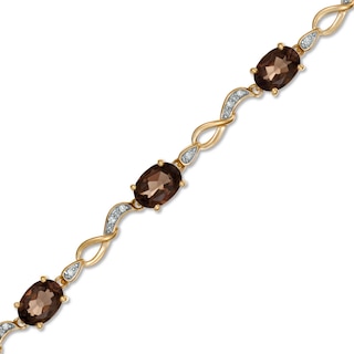 Oval Smoky Quartz and Diamond Accent Bracelet in 10K Gold - 7.25"|Peoples Jewellers