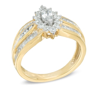 1.00 CT. T.W. Marquise Diamond Frame Engagement Ring in 10K Gold|Peoples Jewellers