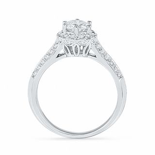 1.50 CT. T.W. Diamond Frame Double Row Engagement Ring in 14K White Gold|Peoples Jewellers