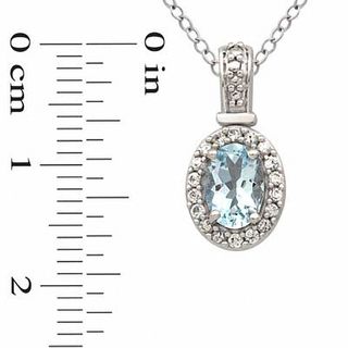 Oval Aquamarine and Lab-Created White Sapphire Pendant and Ring Set in Sterling Silver - Size 7|Peoples Jewellers