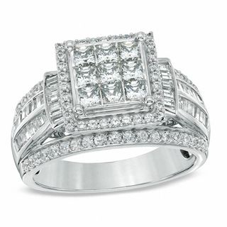 1.25 CT. T.W. Princess-Cut Composite Diamond Frame Engagement Ring in 10K Gold|Peoples Jewellers