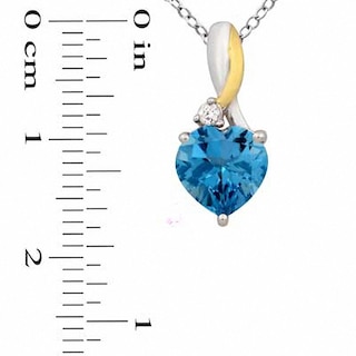 Heart-Shaped Blue Topaz and Lab-Created White Sapphire Pendant and Ring Set in Sterling Silver and 14K Gold Plate|Peoples Jewellers