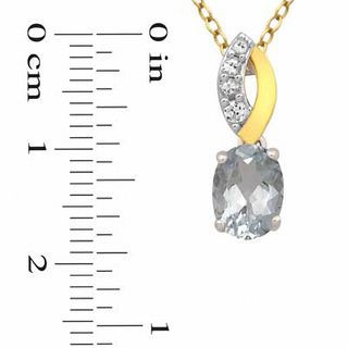 Oval Aquamarine and Lab-Created White Sapphire Pendant and Ring Set in Sterling Silver and 14K Gold Plate - Size 7|Peoples Jewellers