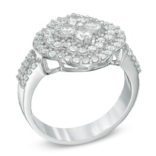 1.00 CT. T.W. Diamond Clover Double Frame Ring in 10K White Gold|Peoples Jewellers