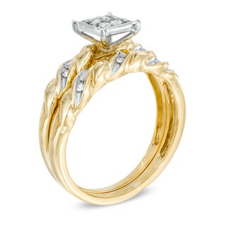 0.16 CT. T.W. Quad Diamond Twist Bridal Set in 10K Gold|Peoples Jewellers
