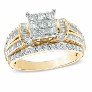 1.25 CT. T.W. Princess-Cut Composite Diamond Engagement Ring in 10K Gold|Peoples Jewellers