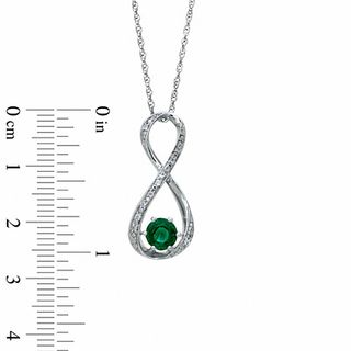 5.5mm Lab-Created Emerald and Diamond Accent Infinity Pendant in Sterling Silver|Peoples Jewellers