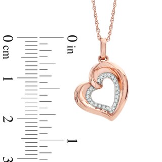 The Heart Within™ 0.10 CT. T.W. Diamond Tilted Heart Pendant in 10K Rose Gold|Peoples Jewellers