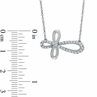 0.25 CT. T.W. Diamond Sideways Loop Cross Necklace in Sterling Silver|Peoples Jewellers