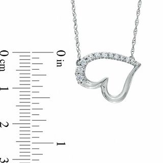 0.23 CT. T.W. Diamond Sideways Tilted Heart Necklace in Sterling Silver|Peoples Jewellers
