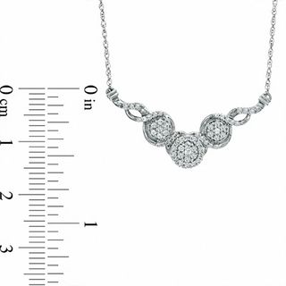 0.33 CT. T.W. Diamond Three Stone Cluster Chevron Necklace in Sterling Silver|Peoples Jewellers