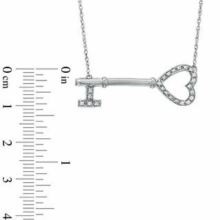 0.10 CT. T.W. Diamond Sideways Heart-Top Key Necklace in Sterling Silver|Peoples Jewellers
