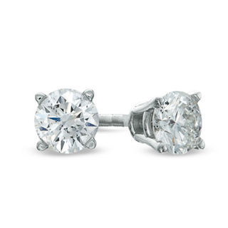Celebration Canadian Ideal CT. T.W. Certified Diamond Solitaire Stud Earrings in 14K White Gold (I/I1)|Peoples Jewellers