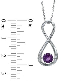 5.5mm Amethyst and Diamond Accent Infinity Pendant in Sterling Silver|Peoples Jewellers