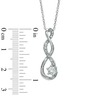 5.5mm Lab-Created White Sapphire and Diamond Accent Twist Pendant in Sterling Silver|Peoples Jewellers