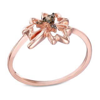 Enhanced Champagne Diamond Accent Maple Leaf Ring in 10K Rose Gold|Peoples Jewellers