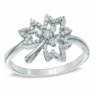 0.25 CT. T.W. Diamond Maple Leaf Ring in Sterling Silver|Peoples Jewellers