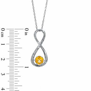 5.5mm Citrine and Diamond Accent Infinity Pendant in Sterling Silver|Peoples Jewellers
