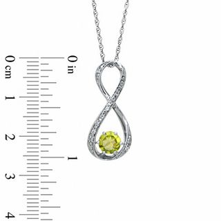 5.5mm Peridot and Diamond Accent Infinity Pendant in Sterling Silver|Peoples Jewellers
