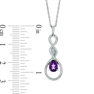 Pear-Shaped Amethyst and Diamond Accent Infinity Pendant in Sterling Silver|Peoples Jewellers
