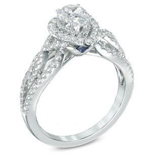 Vera Wang Love Collection 0.95 CT. T.W. Pear-Shaped Diamond Vintage-Style Ring in 14K White Gold|Peoples Jewellers
