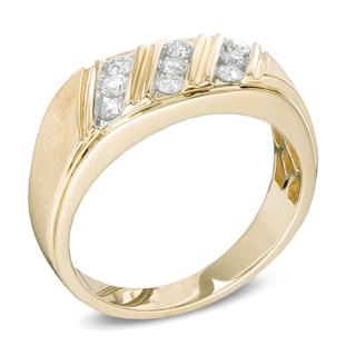Men's 0.50 CT. T.W. Round Diamond Slant Ring in 10K Gold|Peoples Jewellers