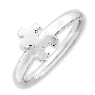 Stackable Expressions™ Autism Awareness Puzzle Piece Ring in Sterling Silver|Peoples Jewellers