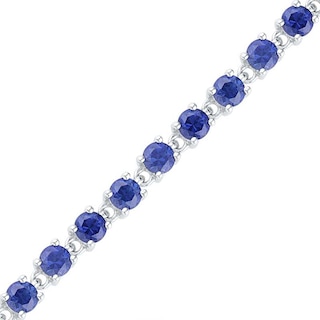 Lab-Created Blue Sapphire Tennis Bracelet in Sterling Silver - 7.25"|Peoples Jewellers