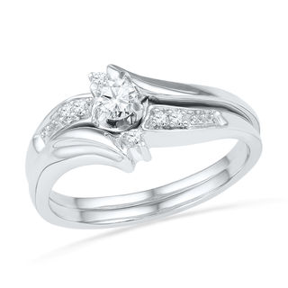0.25 CT. T.W. Diamond Bypass Bridal Set in 10K White Gold|Peoples Jewellers