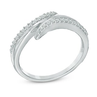 0.16 CT. T.W. Diamond Bypass Ring in 10K White Gold|Peoples Jewellers