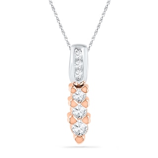 0.25 CT. T.W. Diamond Pendant with Heart-Shaped Accents in 10K Two-Tone Gold|Peoples Jewellers