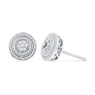 0.50 CT. T.W. Diamond Layered Frame Stud Earrings in 10K White Gold|Peoples Jewellers