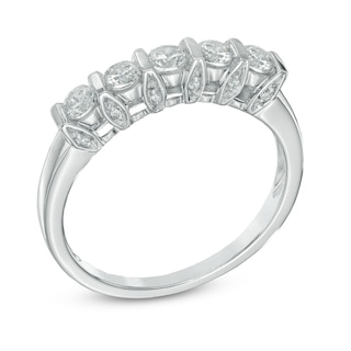 0.50 CT. T.W. Diamond Five Stone Band in 10K White Gold|Peoples Jewellers
