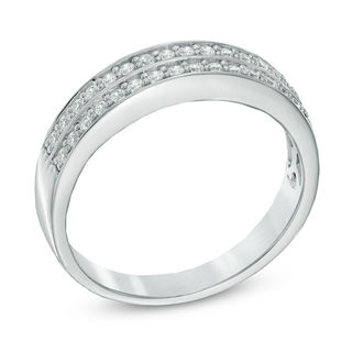 0.25 CT. T.W. Diamond Double Row Anniversary Band in 10K White Gold|Peoples Jewellers