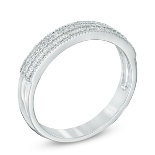 0.20 CT. T.W. Princess-Cut Diamond Double Row Band in Sterling Silver|Peoples Jewellers