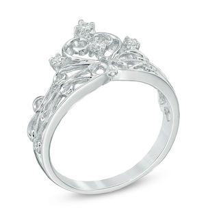 0.10 CT. T.W. Diamond Crown Ring in Sterling Silver|Peoples Jewellers