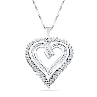 1.00 CT. T.W. Diamond Shadow Heart Pendant in Sterling Silver|Peoples Jewellers