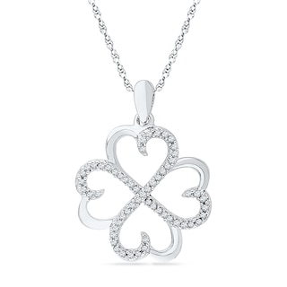 0.20 CT. T.W. Diamond Four Leaf Clover Pendant in Sterling Silver|Peoples Jewellers