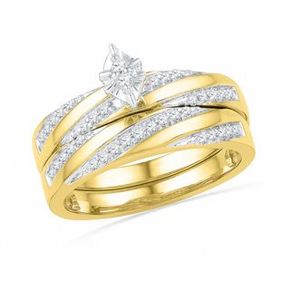 0.23 CT. T.W. Diamond Striped Bridal Set in 10K Gold|Peoples Jewellers