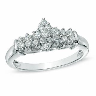 0.33 CT. T.W. Diamond Marquise Cluster Engagement Ring in 10K White Gold|Peoples Jewellers