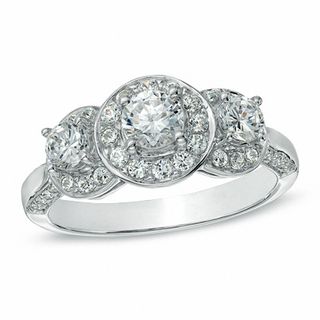 1.25 CT. T.W. Diamond Frame Three Stone Engagement Ring in 10K White Gold|Peoples Jewellers