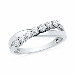 0.50 CT. T.W. Diamond Criss-Cross Band in 10K White Gold|Peoples Jewellers